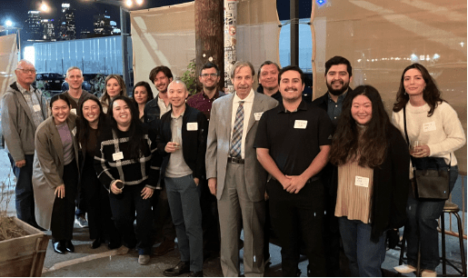 A group of UC Law SF alumni gathers at Boomtown Brewery in Los Angeles for a holiday happy hour, networking and enjoying appetizers.